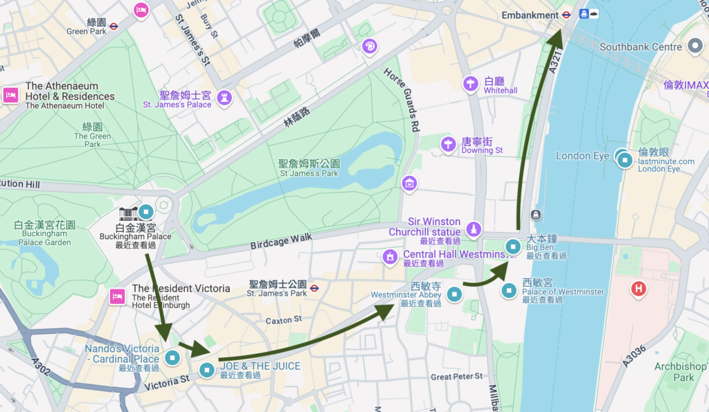 Big Ben Walk Tour Route